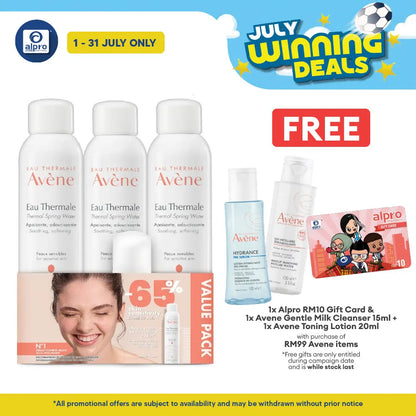 Avene Thermal Spring Water Trio 300ml Free Gentle Cleanser Foam 50ml Avene