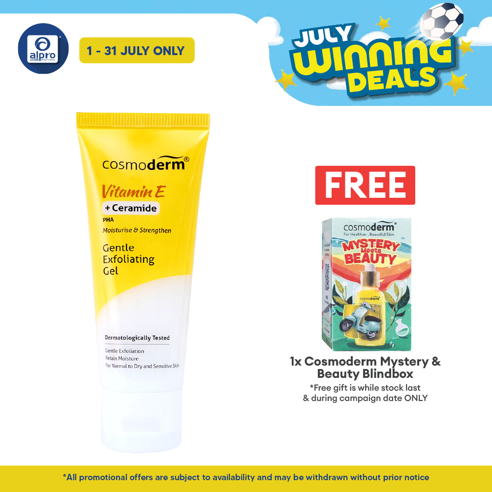Cosmoderm Vitamin E Gentle Exfoliating Gel 50mL | Promotes Skin Regeneration Cosmoderm