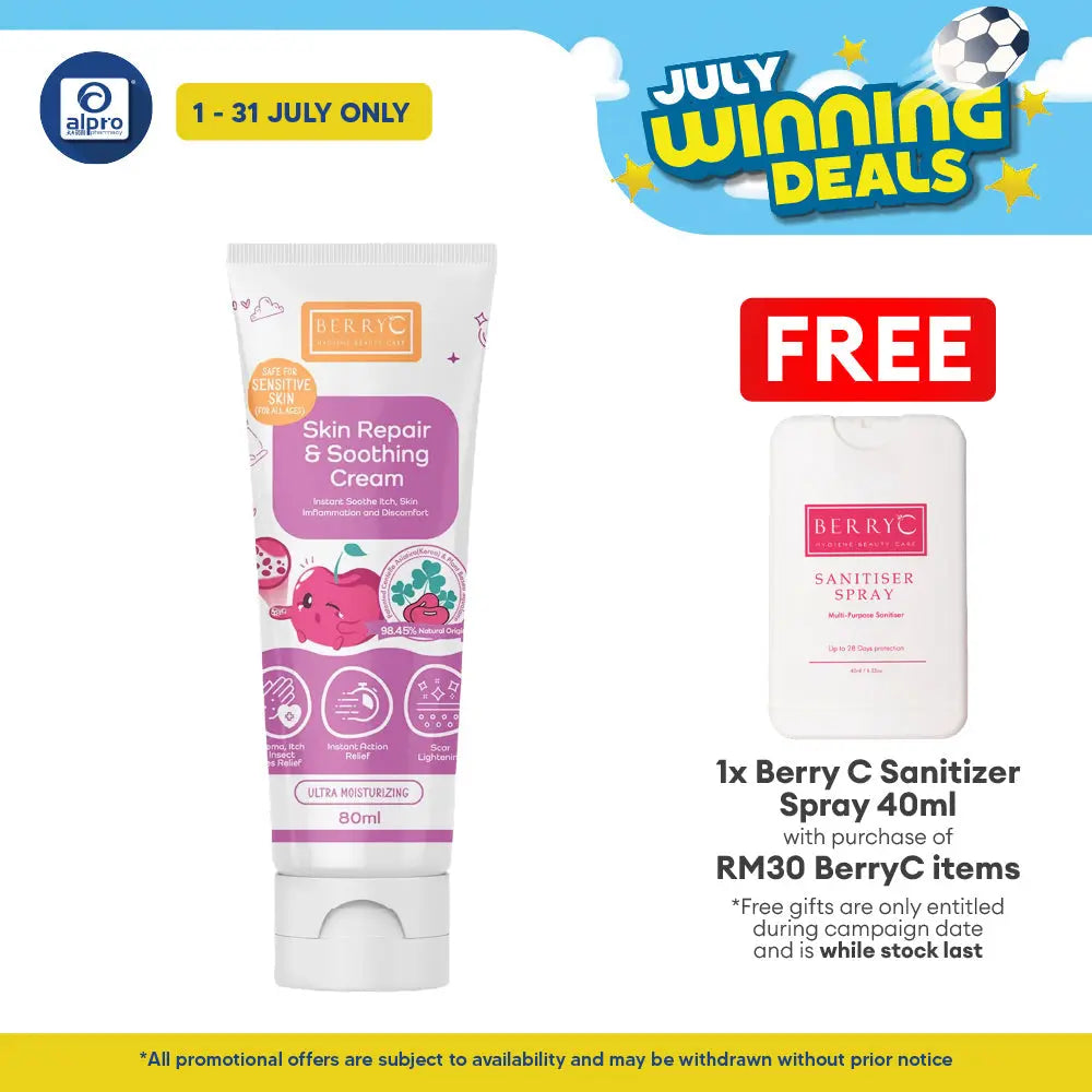 BerryC Skin Repair & Soothing Cream 80mL | Instant Relief From Insect Bites Berry C