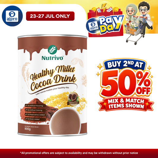 Nutrivo Healthy Millet Cocoa Drink 800g | Smooth Velvety Chocolate Nutrivo