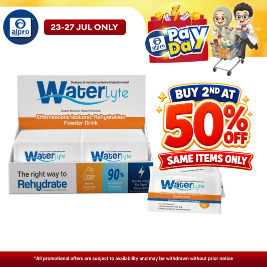 Waterlyte Isotonic Rehydration Powder Drink 5g X 50s | Helps Restore Fluid and Electrolyte Balance WATERLYTE