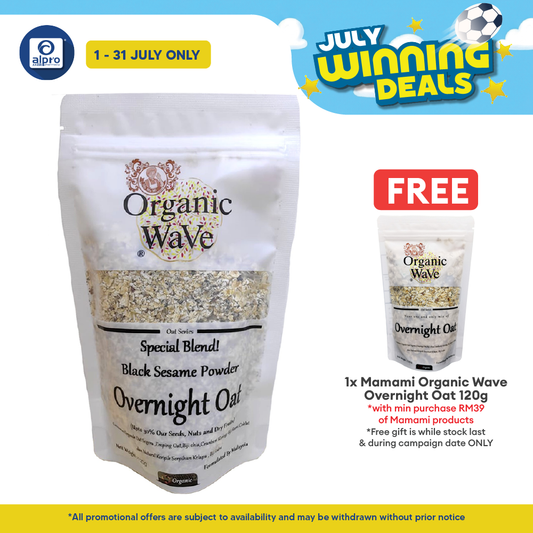 Mamami Organic Wave Overnight Oats Black Sesame Powder 120g | Organic Black Sesame Powder Mamami