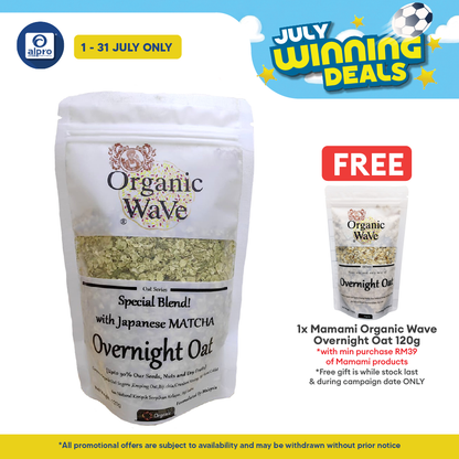 Mamami Organic Wave Overnight Oats Matcha & Chlorella 120g | Organic Mamami