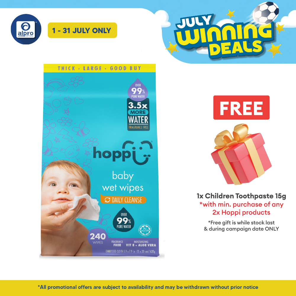 Hoppi 80 Sheets 3-in-1 Bundle Pack Baby Wet Wipes (NEW) Hoppi