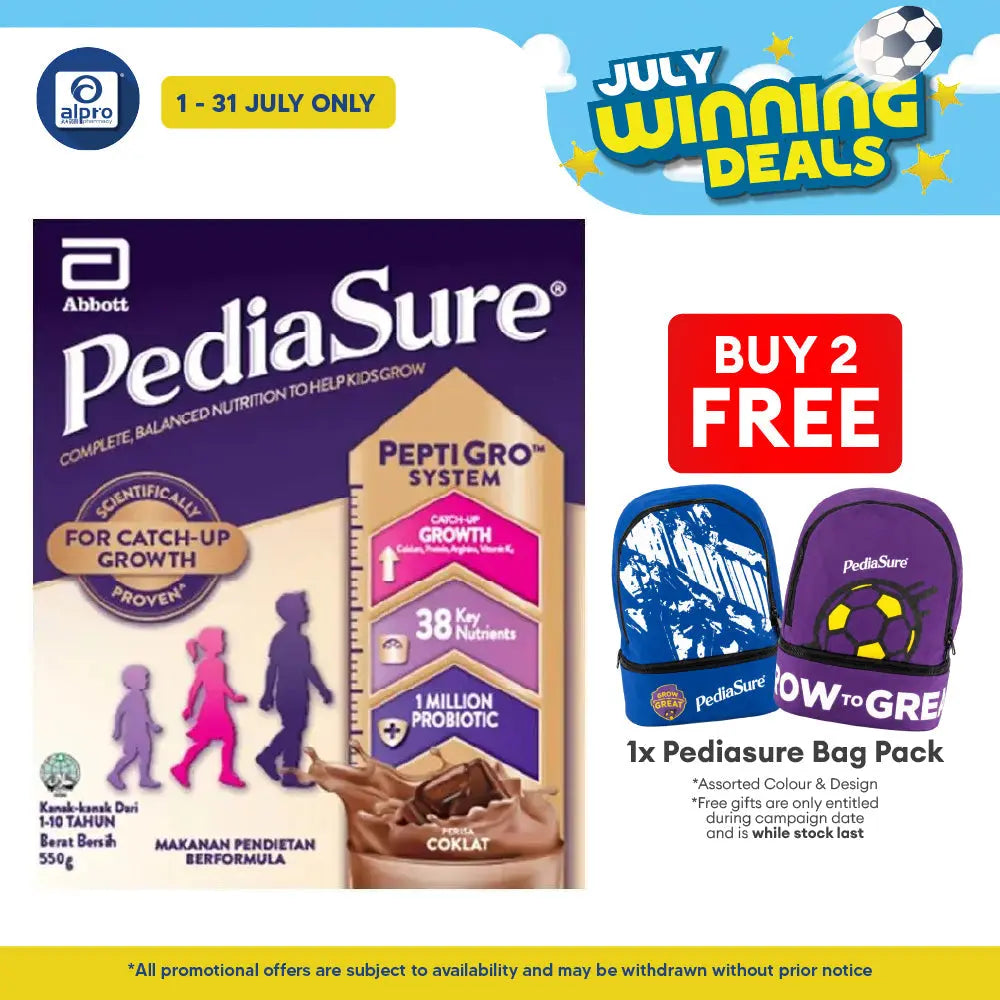 Abbott Pediasure Peptigro BIB Chocolate 550g | Supports Growth and Development Pediasure