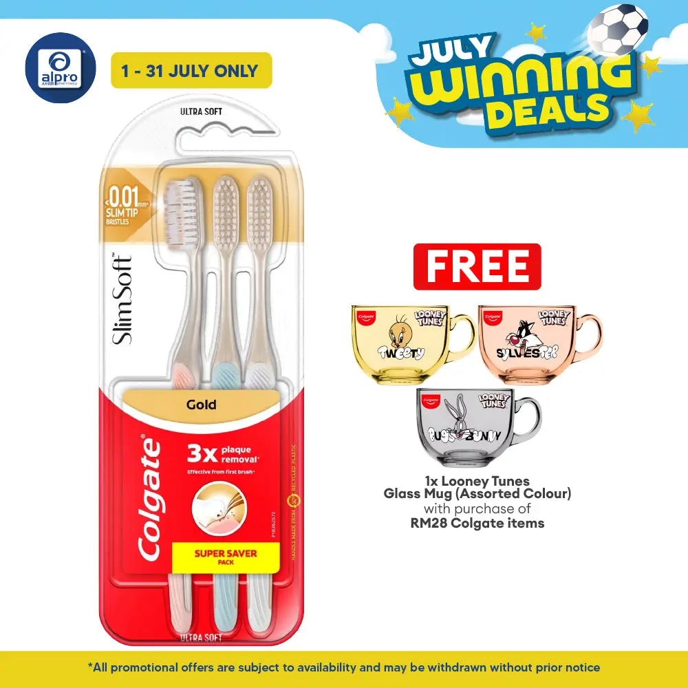 Colgate Toothbrush Slim Soft Charcoal Gold 3s | Provides Effective Cleaning Colgate