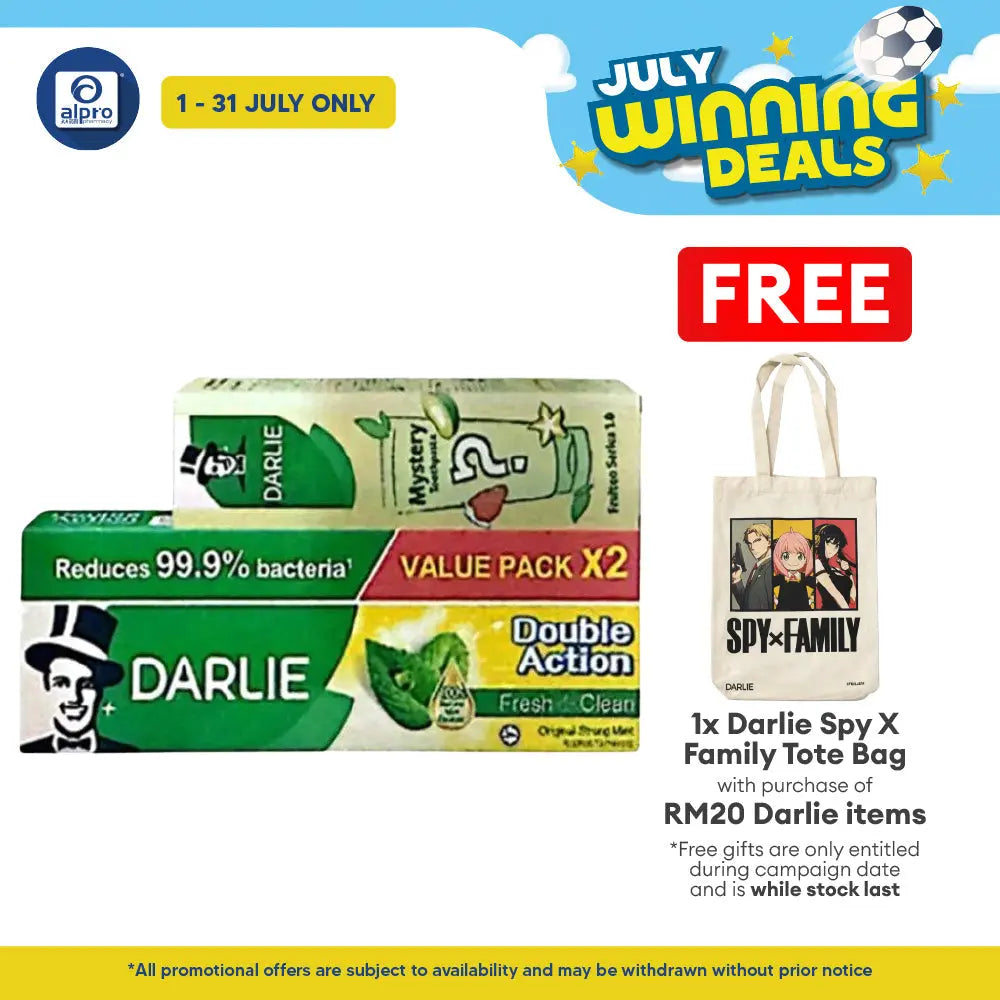 Darlie Double Action 2x 225g Free 1x Blind Box 80g | Oral Protection & Fresher Breath Darlie