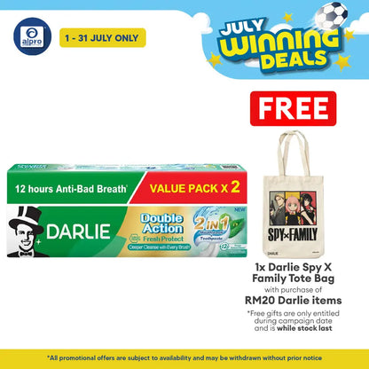 Darlie Toothpaste Double Action Fresh Protect 2-in-1 160g ×2s | Combat Bad Breath & Protect Gums Darlie