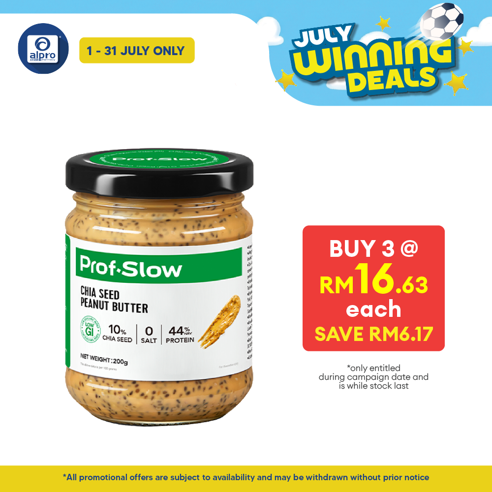Prof. Slow Chia Seed Peanut Butter 200g [Exp Date: 11/2026] | Maintain Blood Sugar Level Prof. Slow