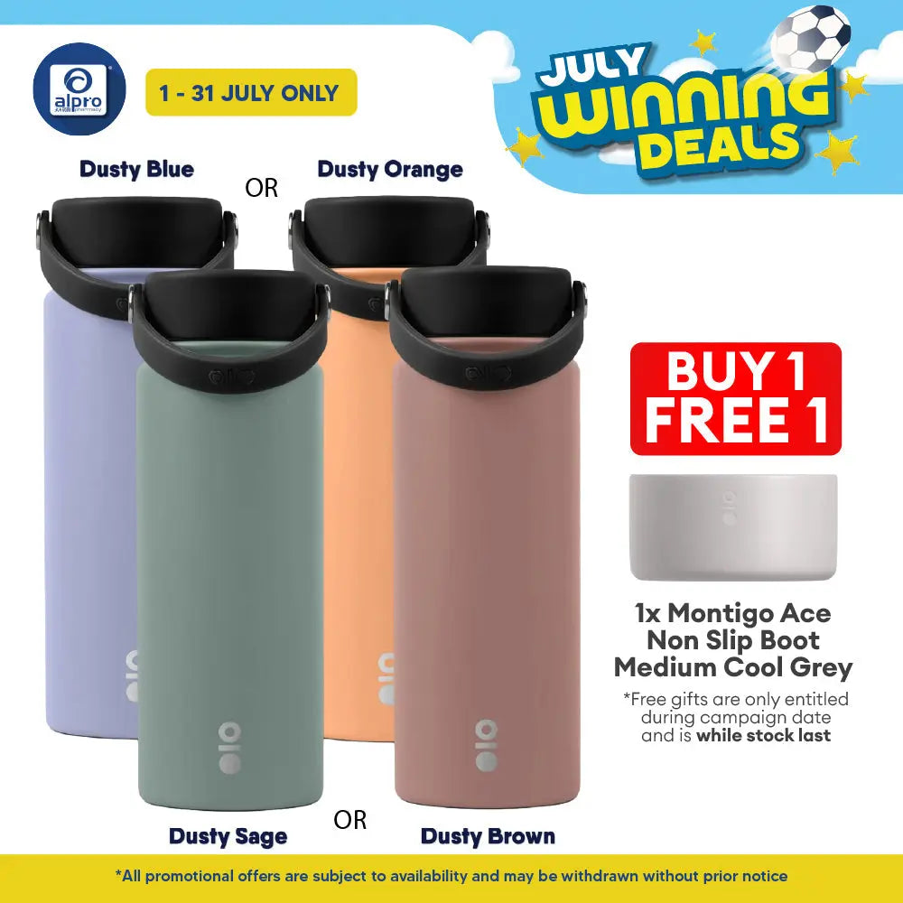 Montigo Ace Bottle Medium Earth & Clay Series (Dusty Blue/ Orange/ Sage/ Brown) 530mL | Serene Elegance of Natural Tones Montigo