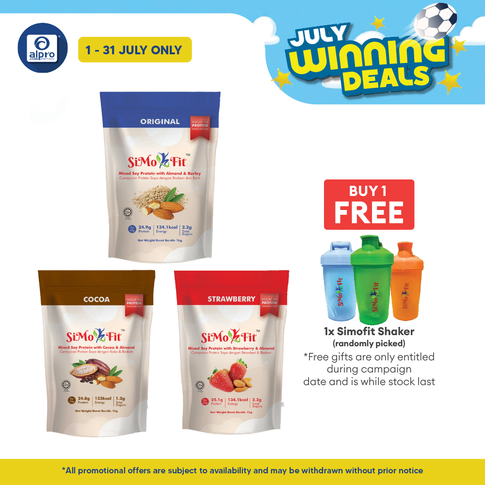 Simofit Original Mixed Soy with Almond & (Barley/ Cocoa/ Strawberry) 1kg | Premium Plant Based Ingredients Simofit