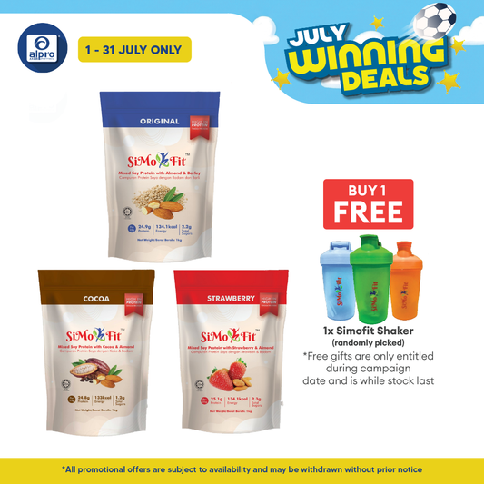Simofit Original Mixed Soy with Almond & (Barley/ Cocoa/ Strawberry) 1kg | Premium Plant Based Ingredients Simofit
