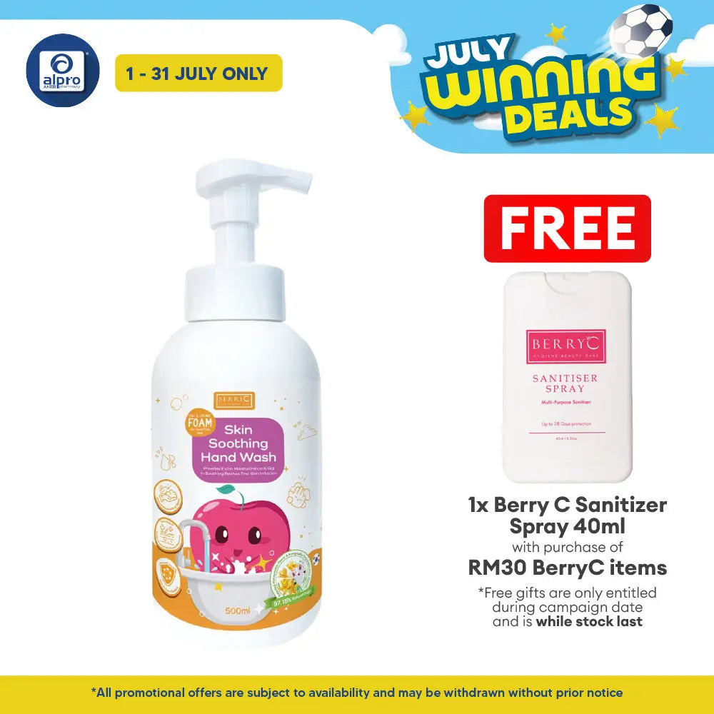 BerryC Skin Soothing Hand Wash 500mL | Suitable For Dry Skin Berry C