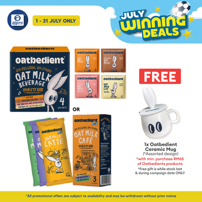Oatbedient Oat Milk Powder (Variety Box 4s/ Cafe Variety Box 3s) | Try All Flavours Everyday Sample Box Oatbedient