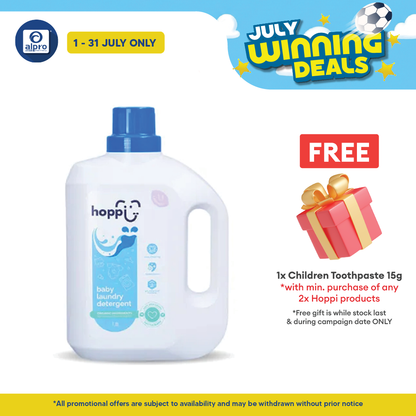 Hoppi Baby Laundry Detergent (Bottle) 1800mL | pH Balanced & Gentle on Sensitive Skin Hoppi