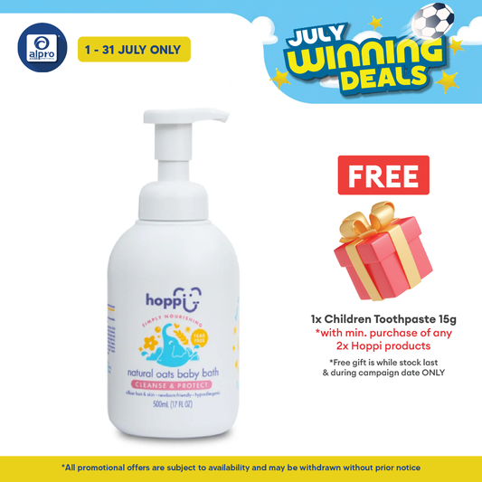 Hoppi Natural Oats Baby Bath 500mL | with Organic Camellia Seed Oil & Aloe Barbedensis Hoppi