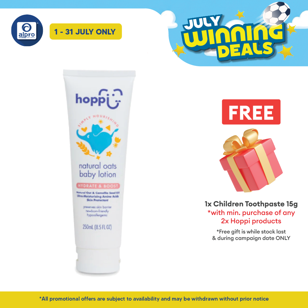 Hoppi Natural Oats Baby Lotion 250mL | Soothes Dry Skin & Rashes Hoppi