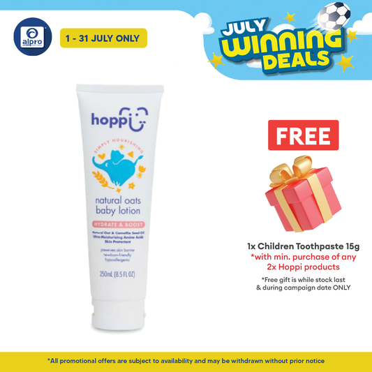 Hoppi Natural Oats Baby Lotion 250mL | Soothes Dry Skin & Rashes Hoppi
