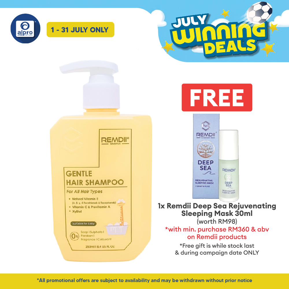 Remdii Gentle Hair Shampoo 250mL | Keeps Delicate Scalp & Hair Hydrated Remdii