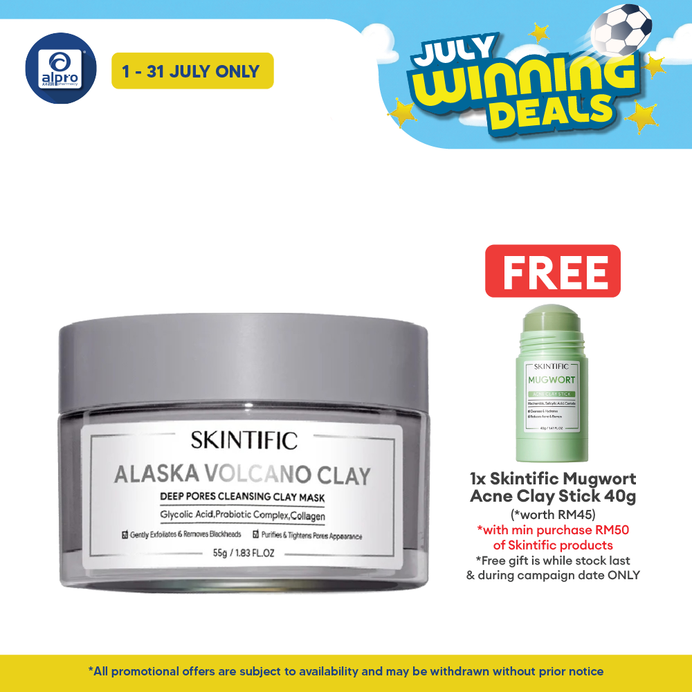 Skintific Alaska Volcano Clay Cleansing Clay Mask 55g | Exfoliates & Protect Skin Barrier Skintific