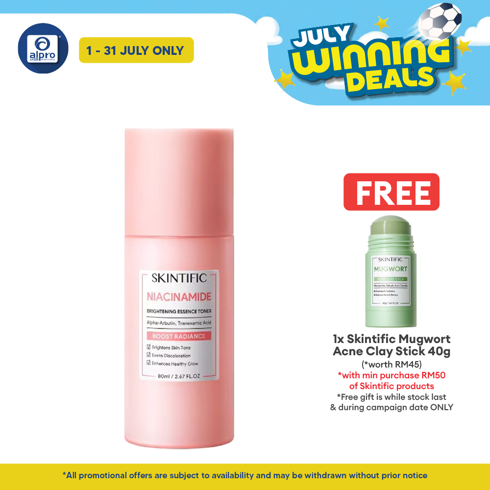 Skintific Niacinamide Brightening Essence Toner 80mL | Maximum Hydration Fresh Feeling Skintific