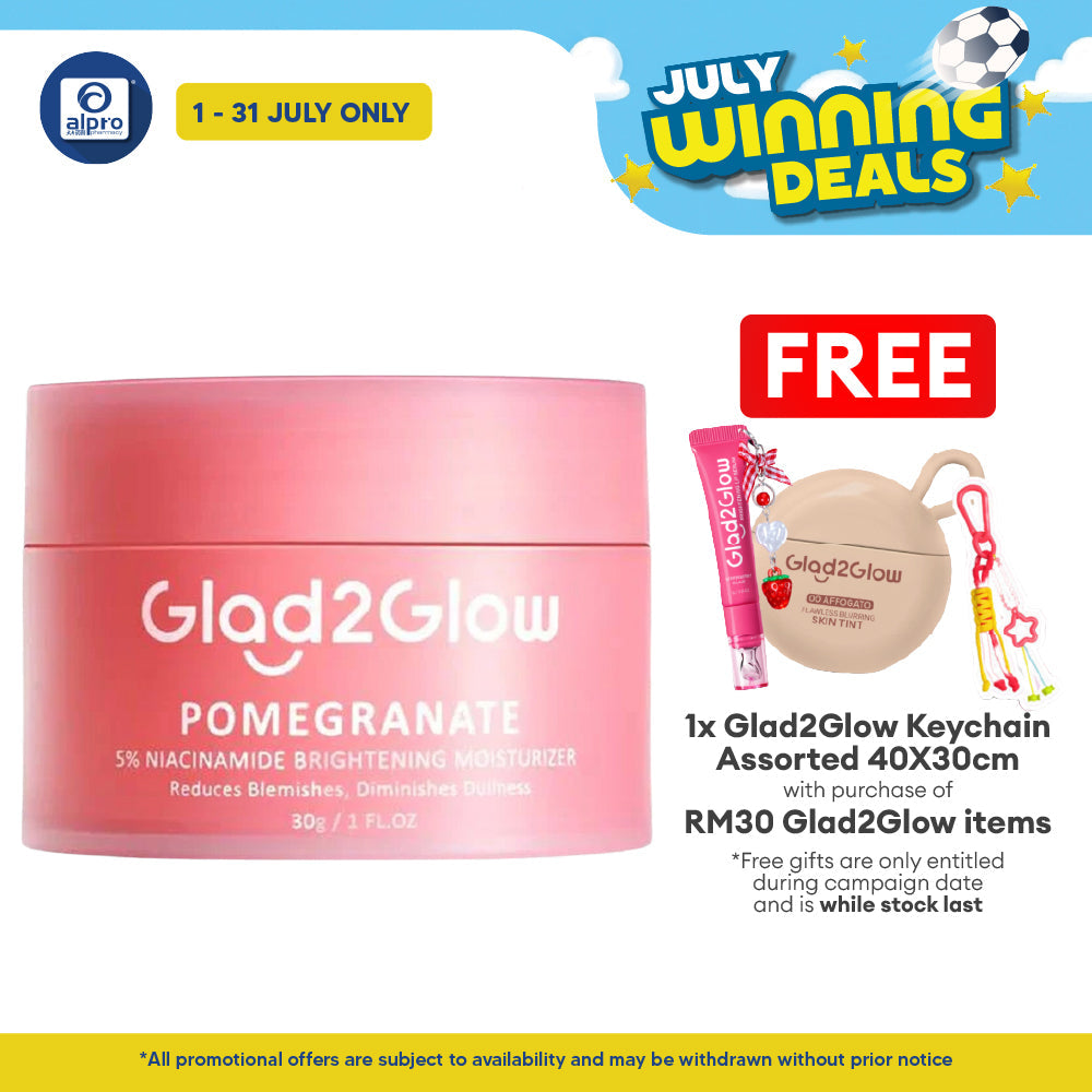Glad2Glow Pomergranate 5% Niacinamide Brightening Moisturizer 30g | Moisturize & Brighten The Skin Glad2Glow