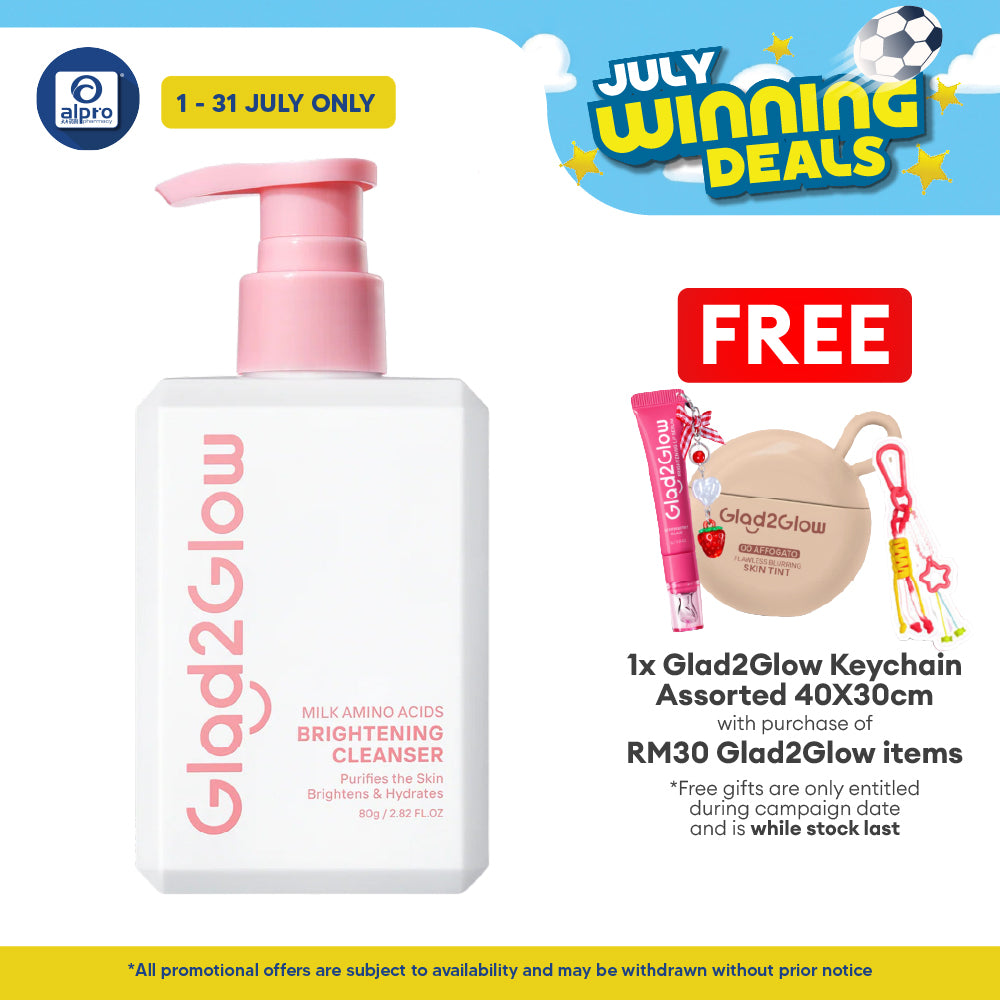 Glad2Glow Milk Amino Acids Gentle Cleanser 80g | Evens Out Skin Tone & Reduce Dullness Glad2Glow