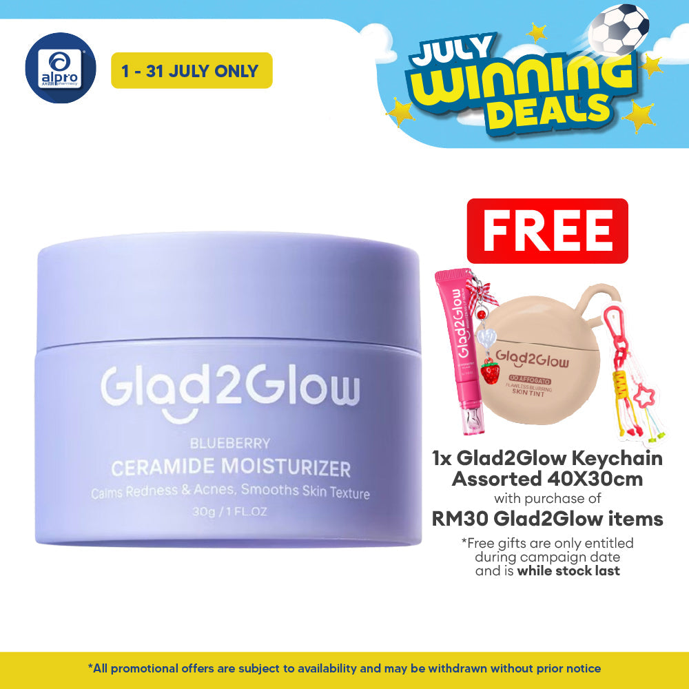 Glad2Glow Blueberry 5% Ceramide Barrier Repair Moisturizer 30g | Calms Inflamed & Irritated Skin Glad2Glow