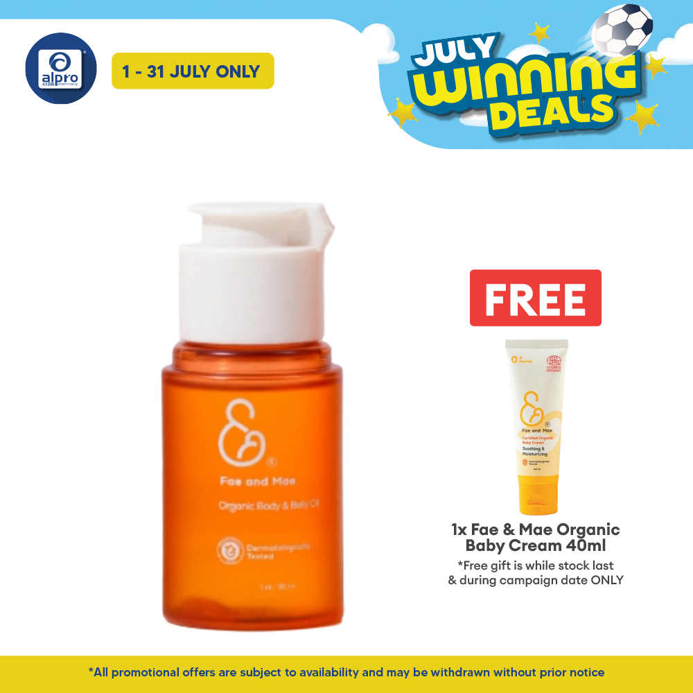 Fae & Mae Organic Body & Belly Oil 30mL | Luxurious Non-Sticky Smooth Texture Fae and Mae