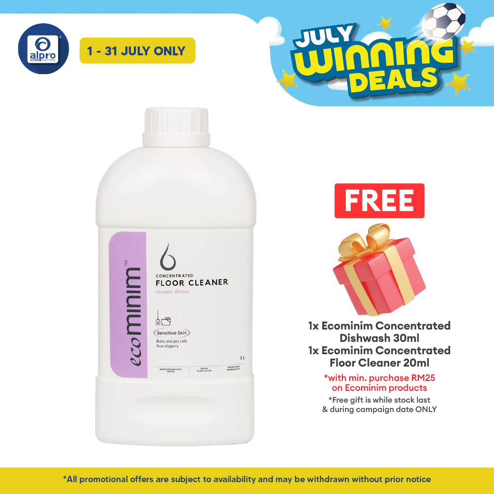 Ecominim Floor Cleaner - Oceanic Breeze 1L | Fresh Pleasant Scent & Plant Derived Surfactants ECOMINIM
