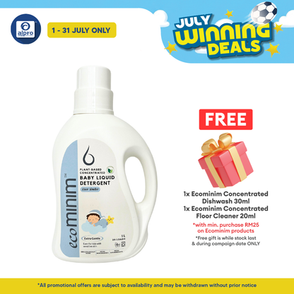 Ecominim Baby Detergent Liquid - Ever Tender 1L | Food-Grade Ingredients Delicate on Baby Clothes ECOMINIM