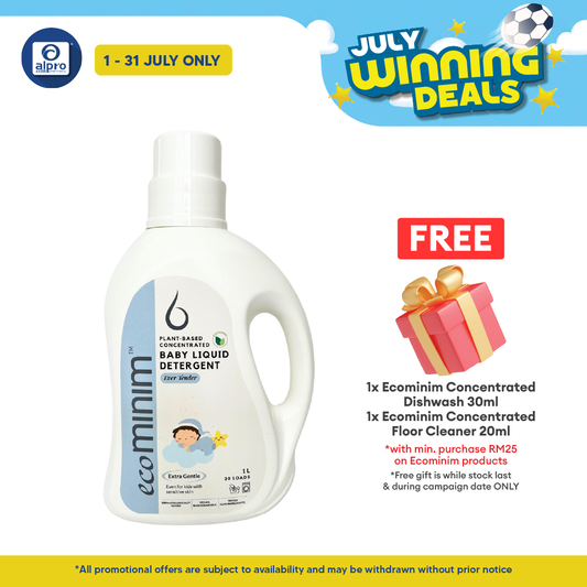 Ecominim Baby Detergent Liquid - Ever Tender 1L | Food-Grade Ingredients Delicate on Baby Clothes ECOMINIM