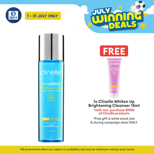 Clinelle PureSWISS HYDRAcalm Lotion 150mL | Refines Pores & Improve Absorption Clinelle