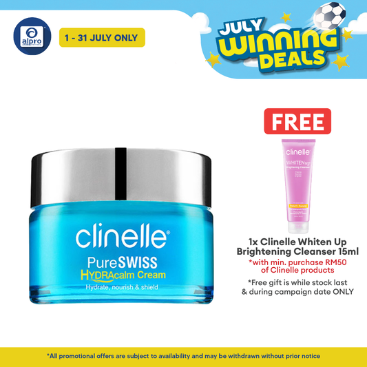 Clinelle PureSWISS HYDRAcalm Cream 40mL | Reduces Dry Lines & Oil Secretion Clinelle