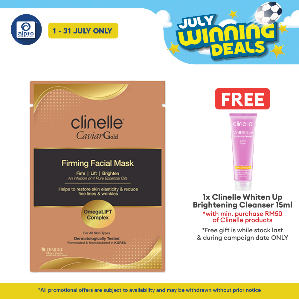 Clinelle CaviarGold Firming Facial Mask 25mL | Boosts Skin Elasticity & Smoothness Clinelle