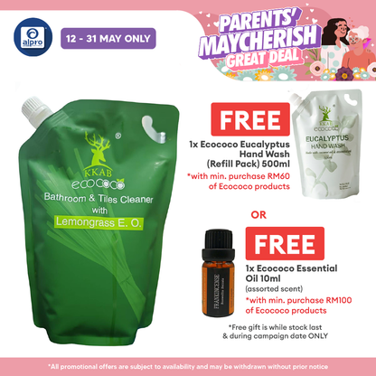 ecococo Lemongrass Bathroom & Tiles Cleaner Refill 1kg | Refreshing Lemongrass Fragrance ecococo