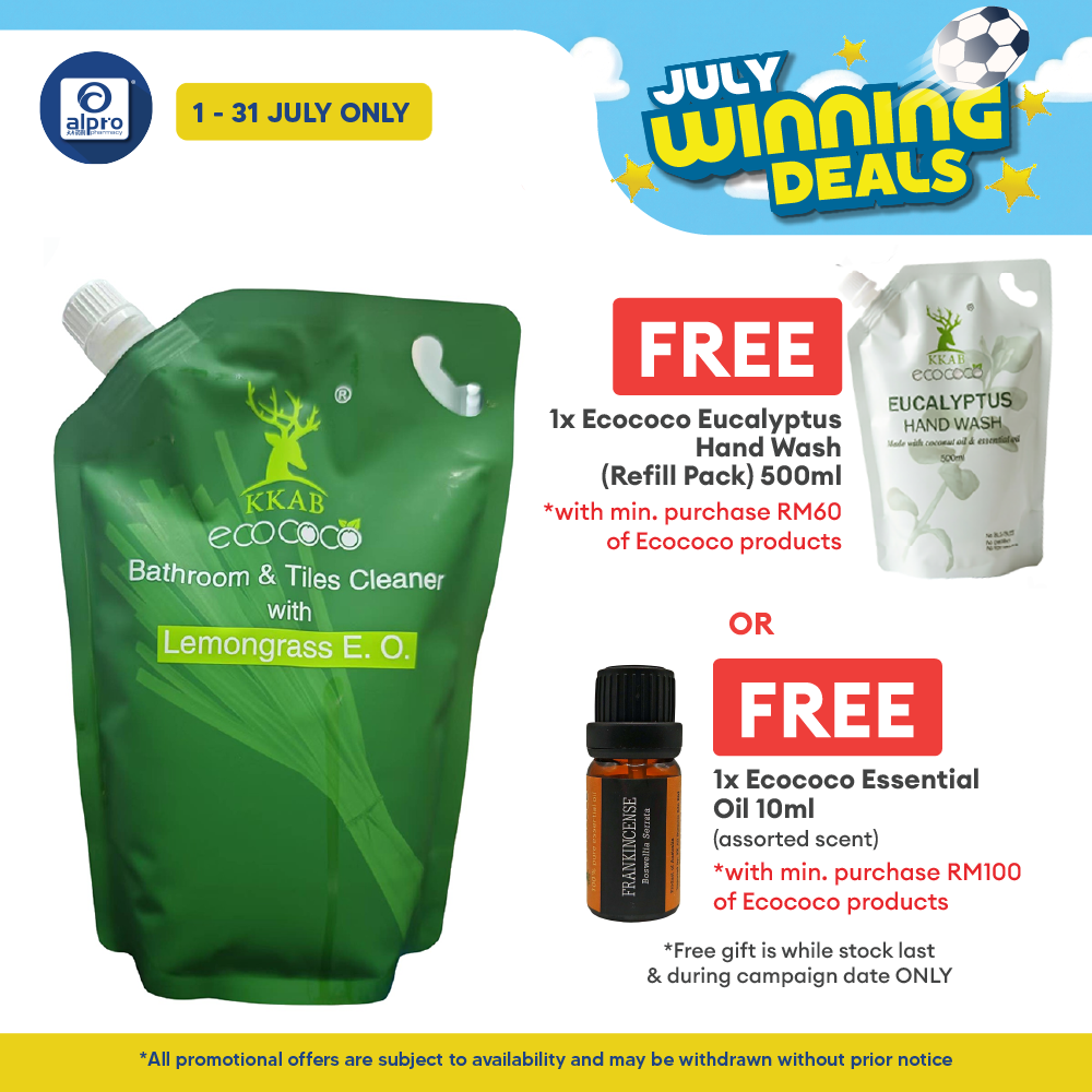 ecococo Lemongrass Bathroom & Tiles Cleaner Refill 1kg | Refreshing Lemongrass Fragrance ecococo