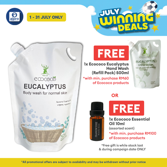 ecococo Eucalyptus Body Wash Refill 1kg | Skin Friendly & Moisturising Effect ecococo