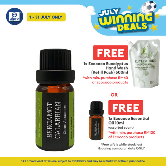 ecococo Bergamot Essential Oil 10mL | Relieve Stress & Boosts Mood ecococo