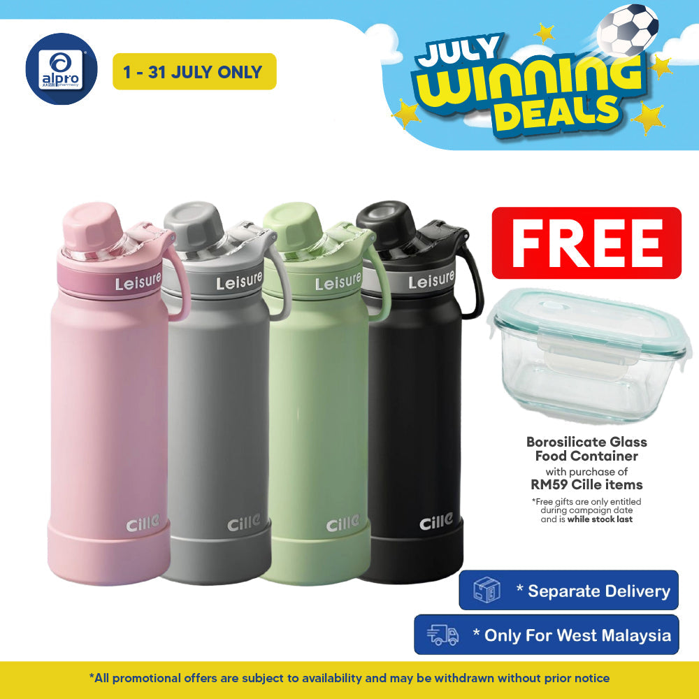 Cille Stainless Steel Flask Coaster Base & Rotating Lid Integrated Holder 830mL (XB-25154-830) | Sporty & School Design Cille