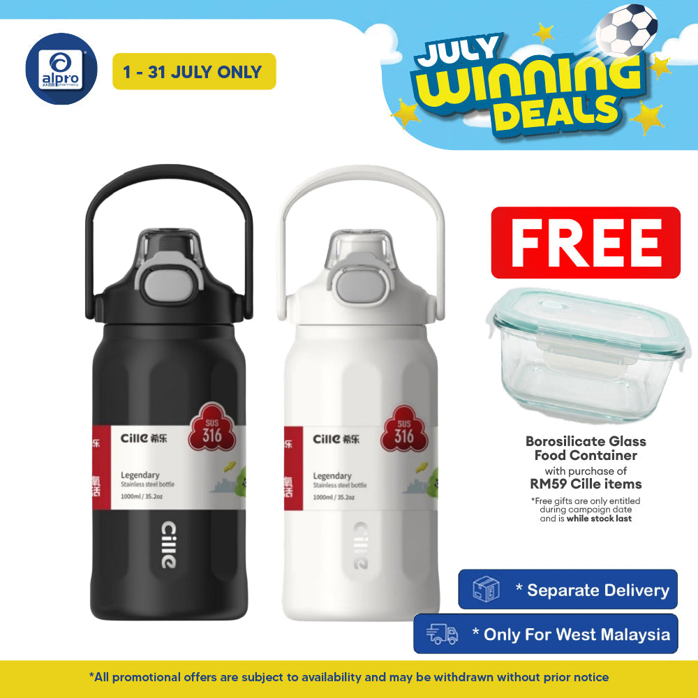 Cille 316 Stainless Steel Thermal Bottle 1000mL (XB-25161-1.0) | Leak-Proof & One Click Open Cap Cille