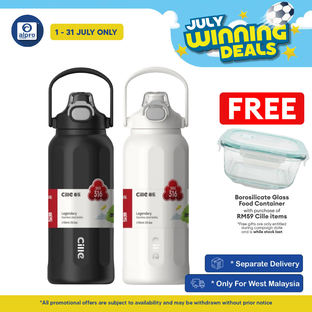 Cille 316 Stainless Steel Thermal Bottle 1700mL (XB-25161-1.7) | Leak-Proof & One Click Open Cap Cille