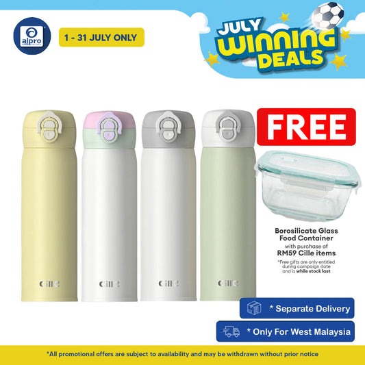 Cille 316 Stainless Steel Water Bottle Leakproof 480mL (XB-25135-480) | Simple & Aesthetic Design Cille