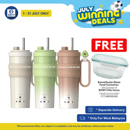 Cille Premium 304 Stainless Steel Tumbler (XB-24193-TC) | Coated Inner Ceramic & Steel Straw Cille