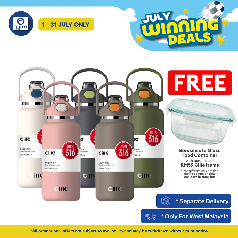 Cille 316 Stainless Steel Tumbler Flask Water Bottle Hot Cold 1.6L (XB-22139) | Classic Minimalist Design Cille