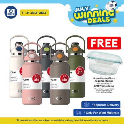 Cille 316 Stainless Steel Tumbler Flask Water Bottle Hot Cold 1.6L (XB-22139) | Classic Minimalist Design Cille