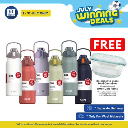 Cille 316 Stainless Steel Vacuum Flask Thermos Water Bottle 1.7L (XB-20137) | with Friendly Adjustable Straw Cille