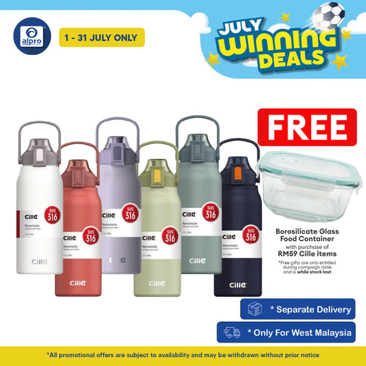 Cille 316 Stainless Steel Vacuum Flask Thermos Water Bottle 1.7L (XB-20137) | with Friendly Adjustable Straw Cille