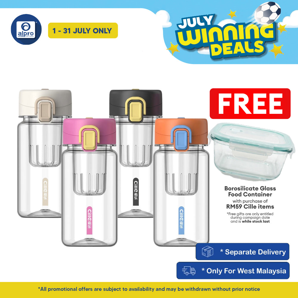 Cille Tritan Bottle with Magnetic Infuser & Leak-Proof Lid BPA Free 520mL (XL-2520-520) | Leak-Proof & Durable Body Cille