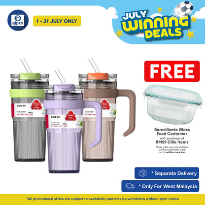 Cille Fitness Bottle Leakproof BPA-Free with Straw 850mL (XL-2496) | Anti-Slip Design & On-The-Go Form Cille